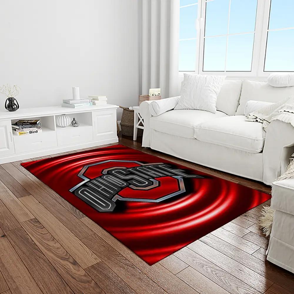 Ncaa ohio state buckeyes college sport basketball and foolball team logo rectangle area rug osb02 Rectangle Rug