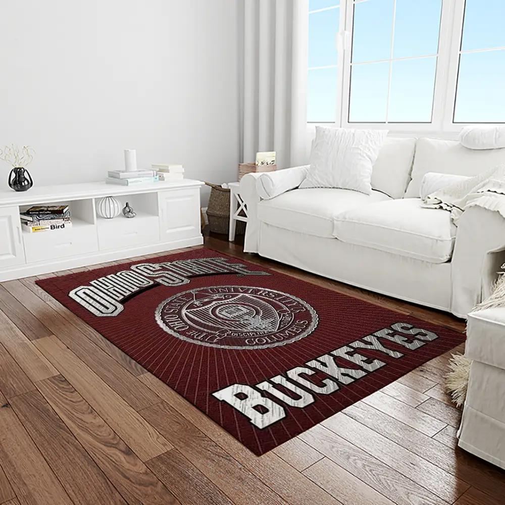 Ncaa ohio state buckeyes college sport basketball and foolball team logo rectangle area rug osb38 Rectangle Rug