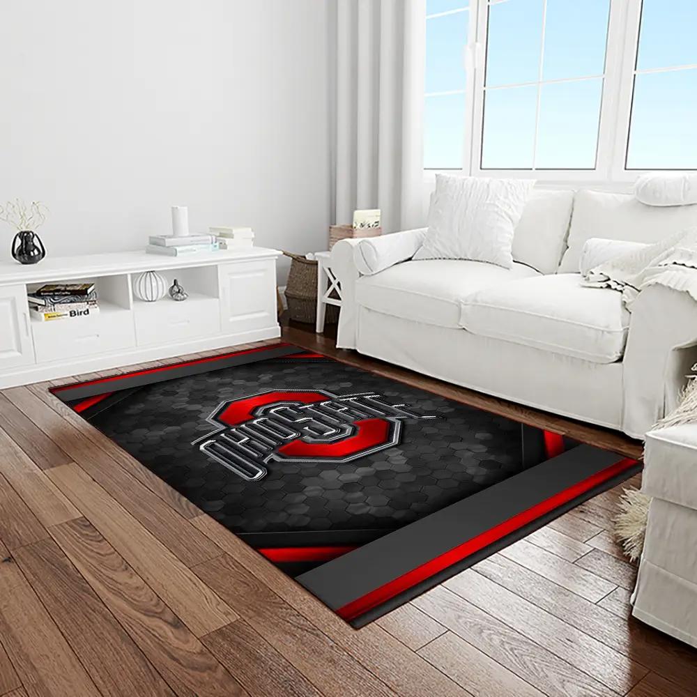 Ncaa ohio state buckeyes college sport basketball and foolball team logo rectangle area rug osb46 Rectangle Rug