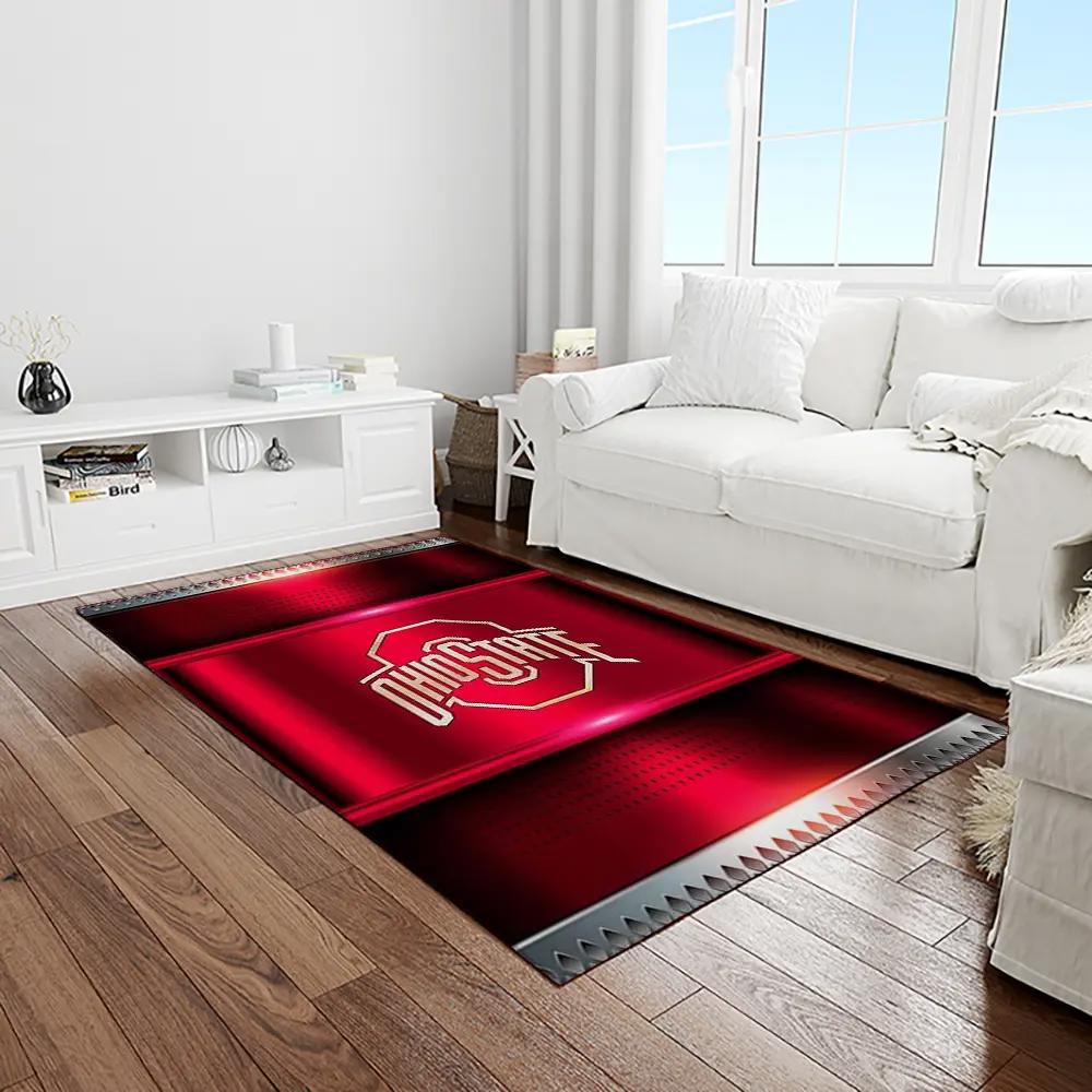 Ncaa ohio state buckeyes college sport basketball and foolball team logo rectangle area rug osb51 Rectangle Rug