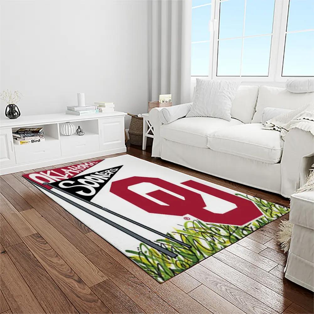 Ncaa oklahoma sooners sport basketball and foolball team logo rectangle area rug os45 Rectangle Rug