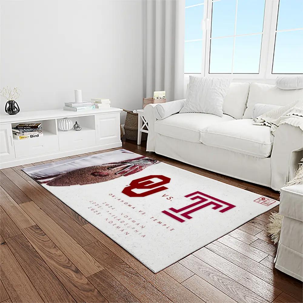 Ncaa oklahoma sooners sport basketball and foolball team logo rectangle area rug os53 Rectangle Rug