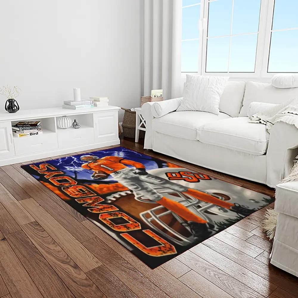 Ncaa oklahoma state cowboys sport basketball and foolball team logo rectangle area rug osc19 Rectangle Rug