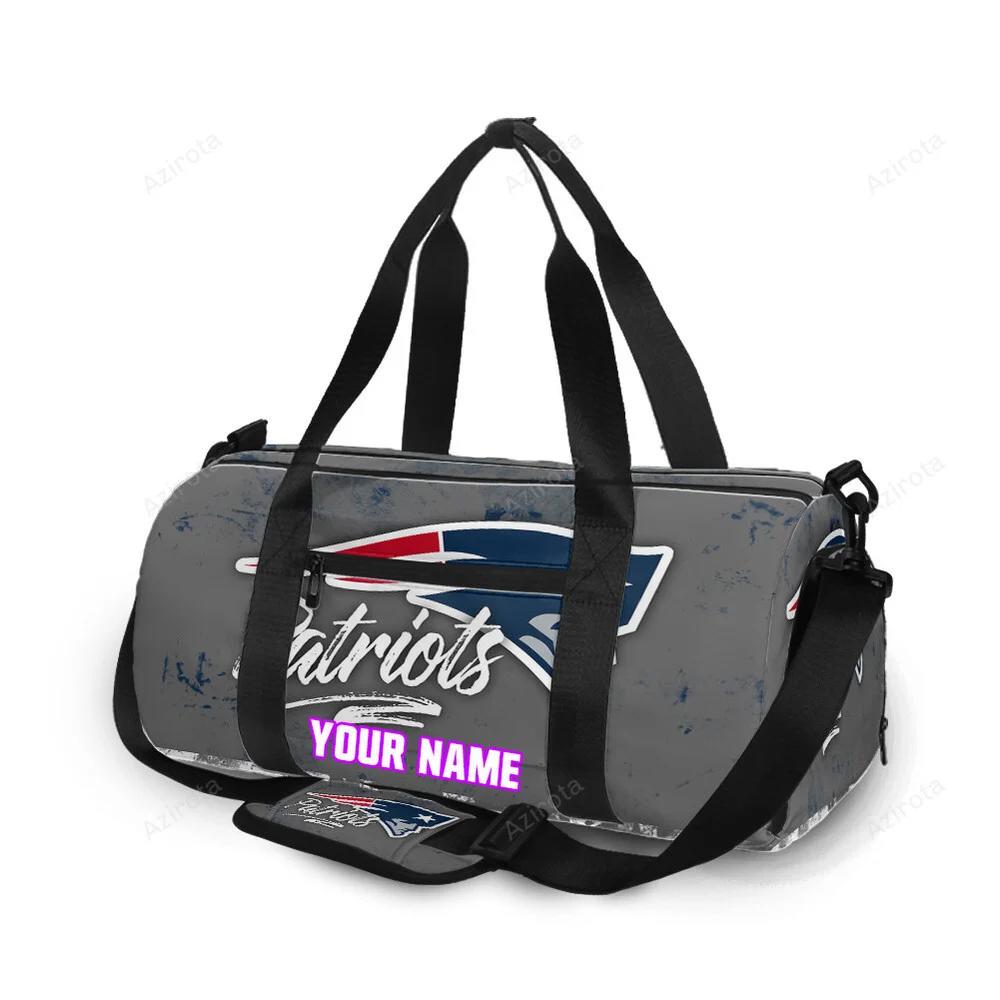 New england patriots gray blue2 personalized name travel bag gym bag 80 Travel Bag