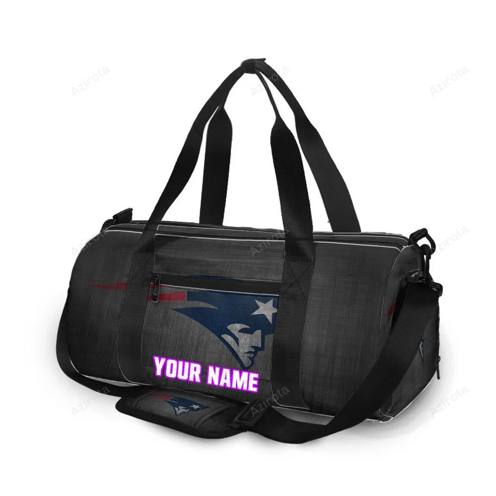 New england patriots gray personalized name travel bag gym bag 559 Travel Bag
