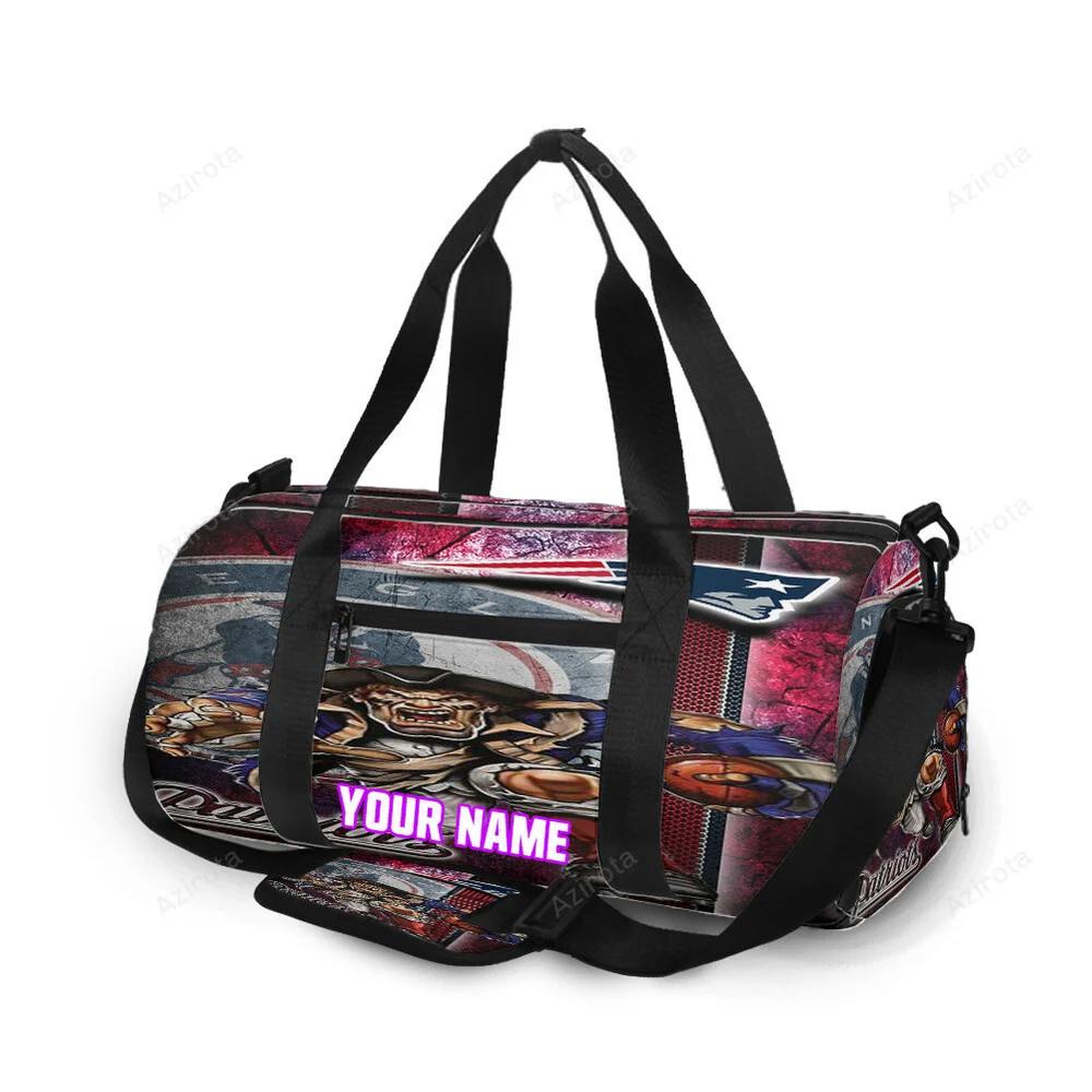 New england patriots mascot runing personalized name travel bag gym bag 598 Travel Bag