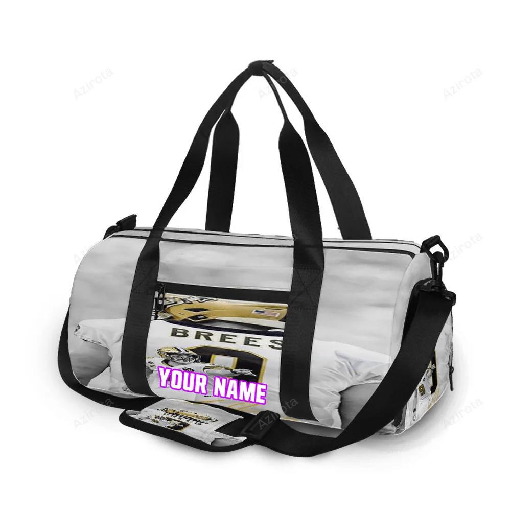 New orleans saints drew brees1 personalized name travel bag gym bag 1287 Travel Bag