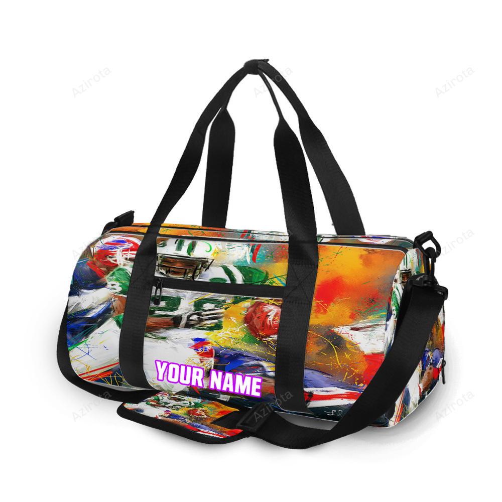 New york jets 28 curtis martin painting v31 personalized name travel bag gym bag 1108 Travel Bag