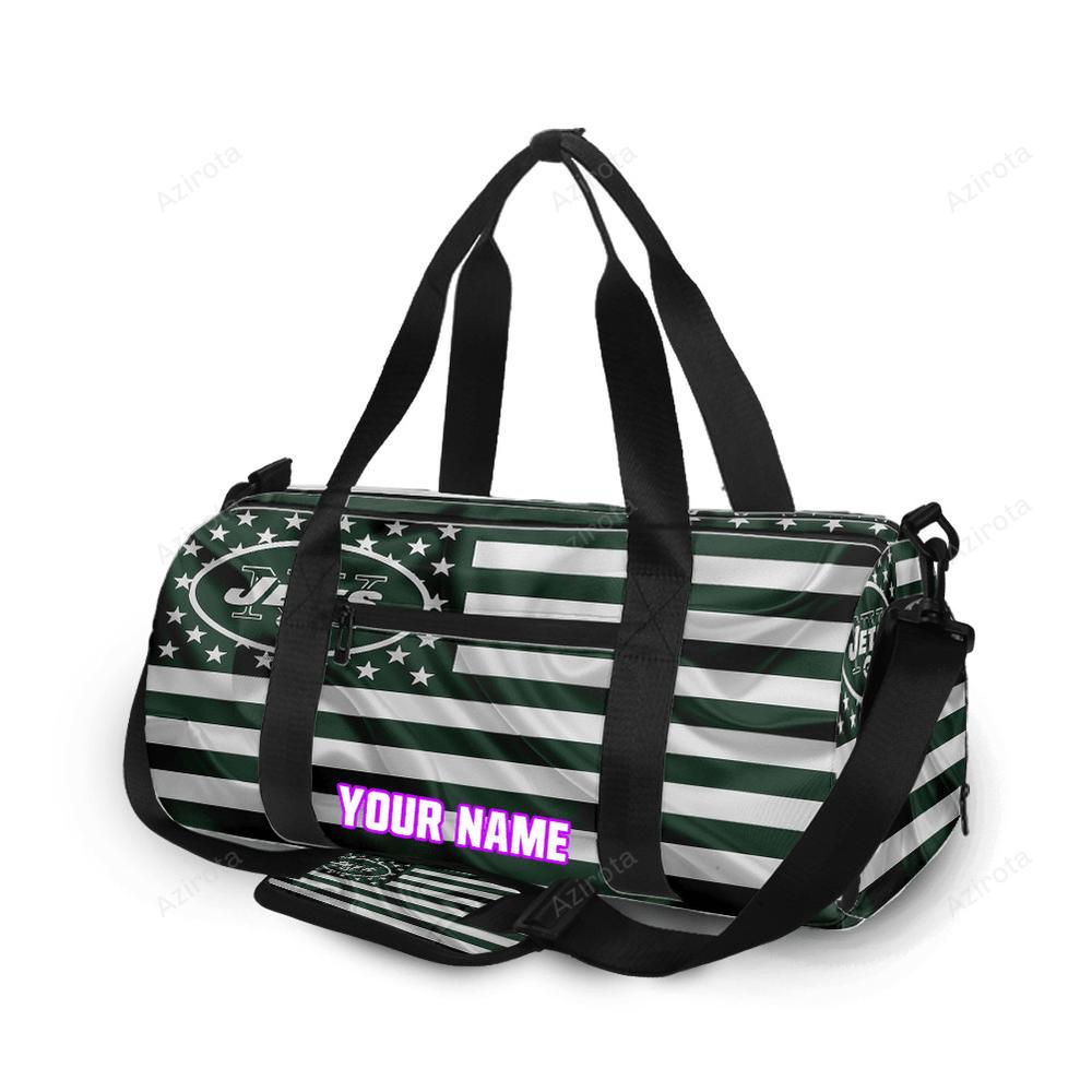 New york jets american flag v19 personalized name travel bag gym bag 1854 Travel Bag