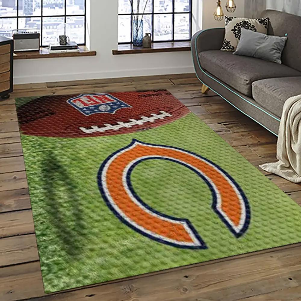 Nfl chicago bears football team logo sport carpet rectangle area rug for living room ccb01 Rectangle Rug