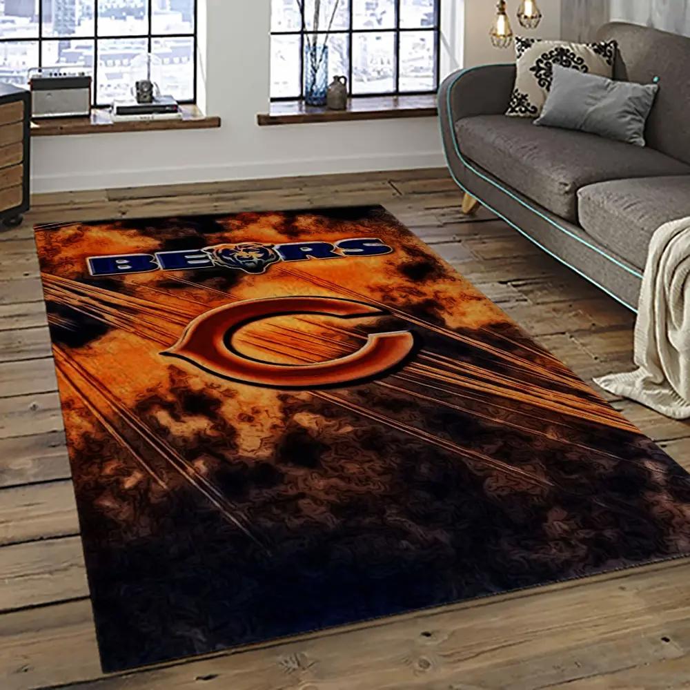 Nfl chicago bears football team logo sport carpet rectangle area rug for living room ccb59 Rectangle Rug