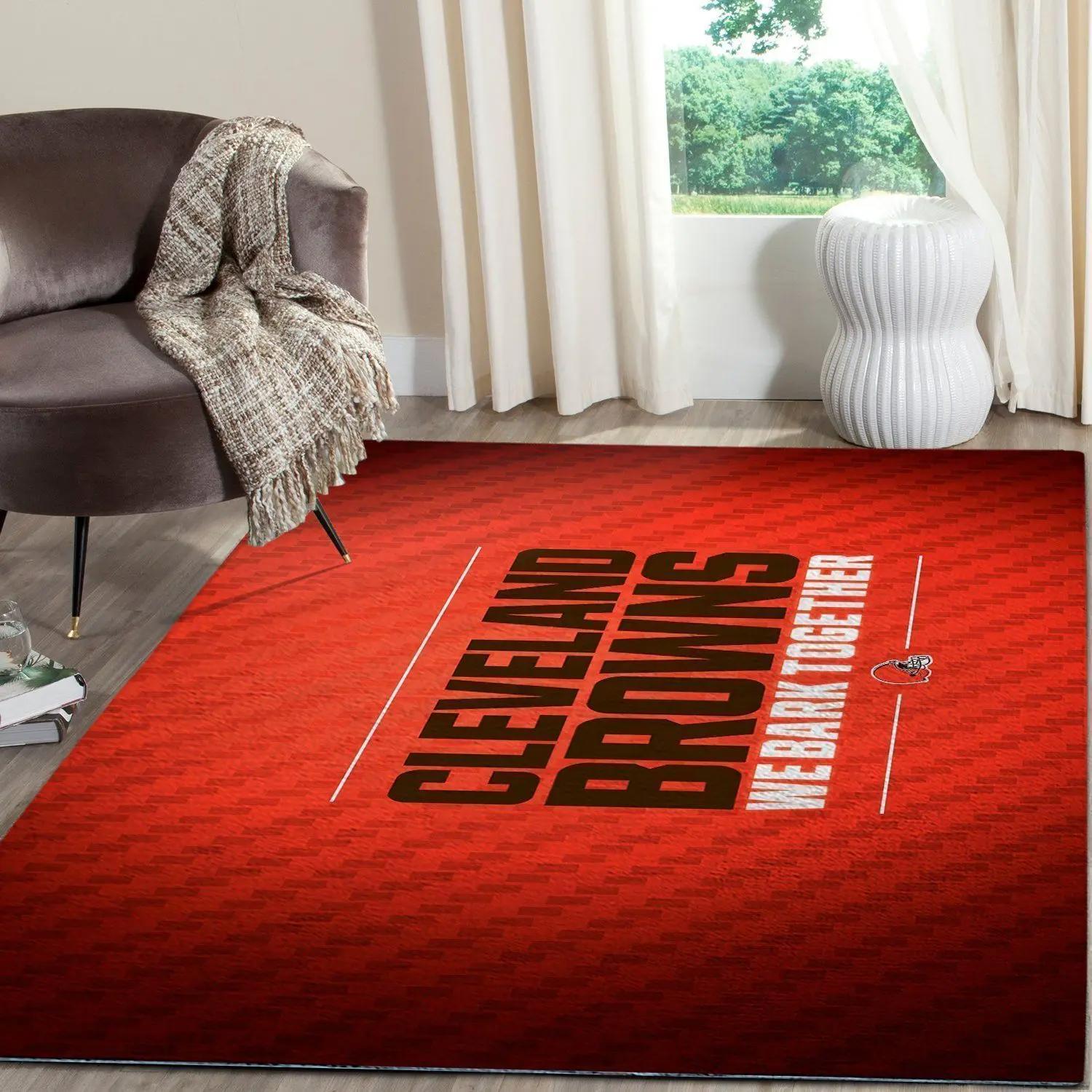 Nfl cleveland browns area rug football rug carpet floor decor home decor v1770 Rectangle Rug