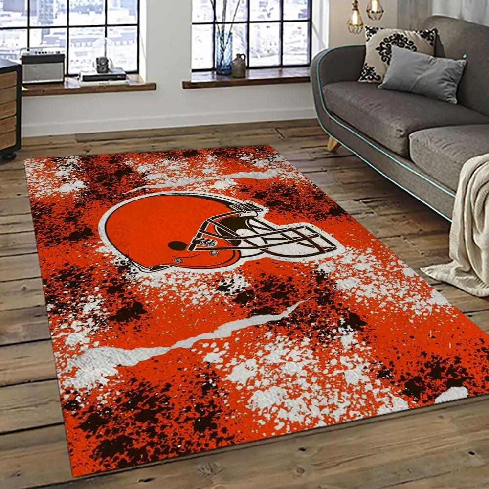 Nfl cleveland browns football team logo sport carpet rectangle area rug for living room cb16 Rectangle Rug