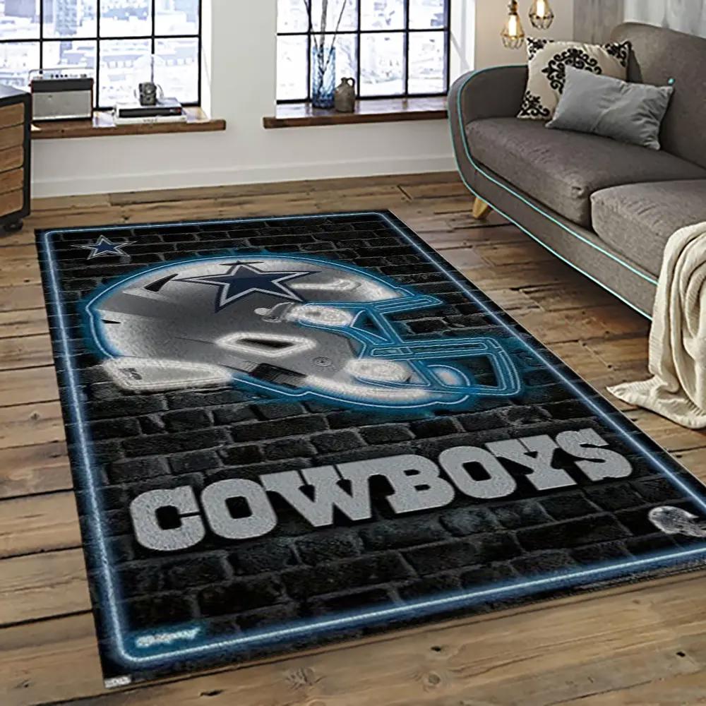 Nfl dallas cowboy football team logo sport carpet rectangle area rug for living room dc20 Rectangle Rug