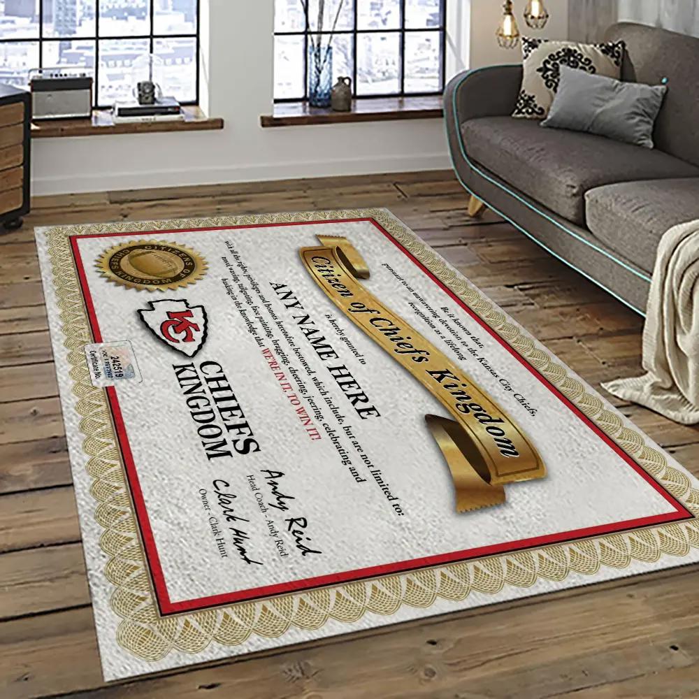 Nfl kansas city chiefs football team logo sport carpet rectangle area rug for living room kcc06 Rectangle Rug