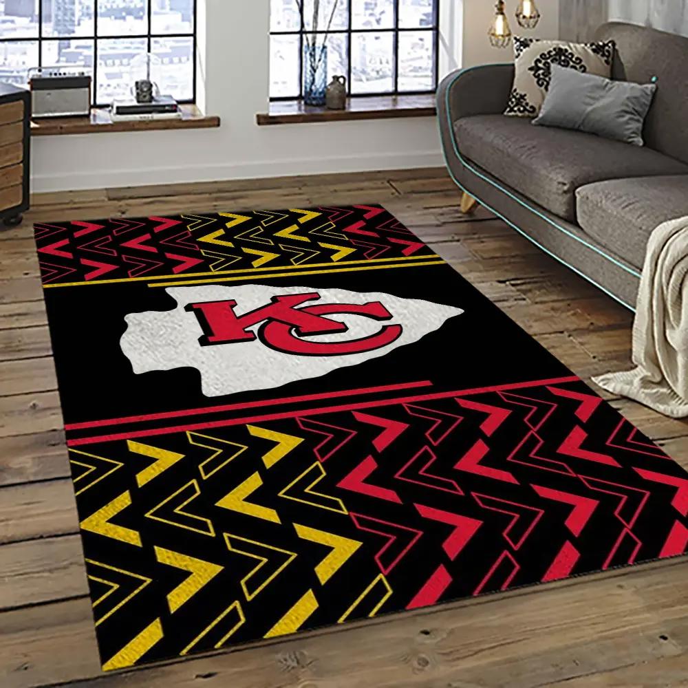 Nfl kansas city chiefs football team logo sport carpet rectangle area rug for living room kcc53 Rectangle Rug