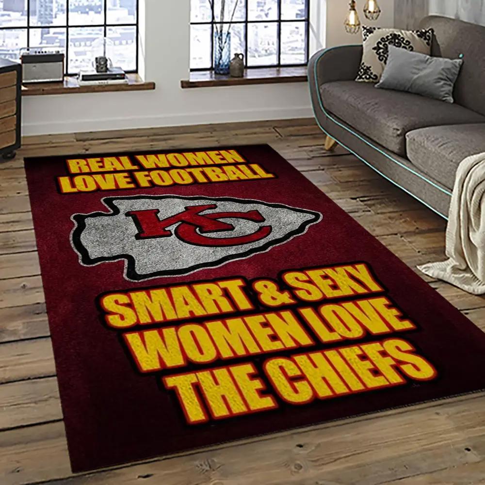 Nfl kansas city chiefs football team logo sport carpet rectangle area rug for living room kcc63 Rectangle Rug