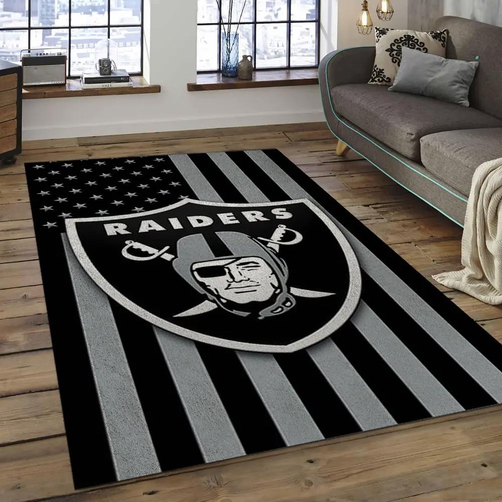 Nfl las vegas raiders football team logo rectangle area rug lvr13 Rectangle Rug