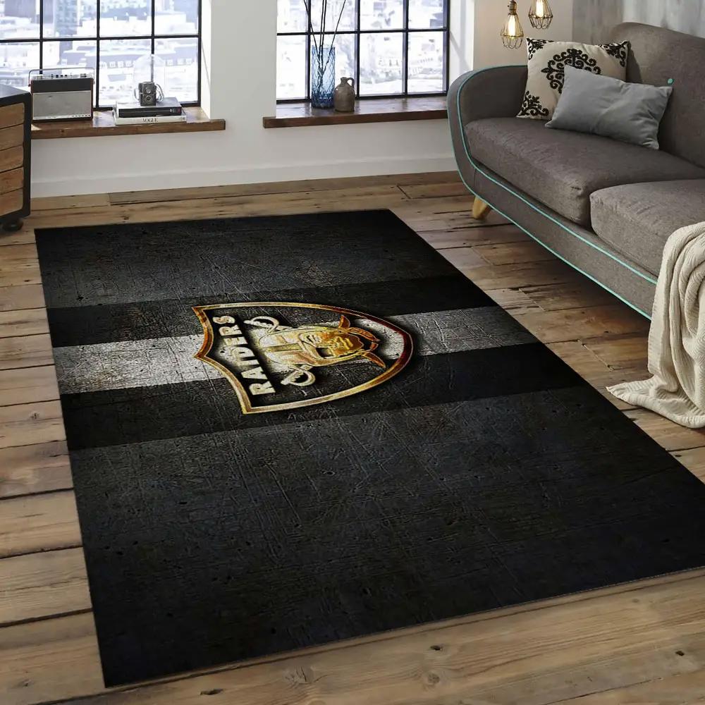 Nfl las vegas raiders football team logo rectangle area rug lvr14 Rectangle Rug