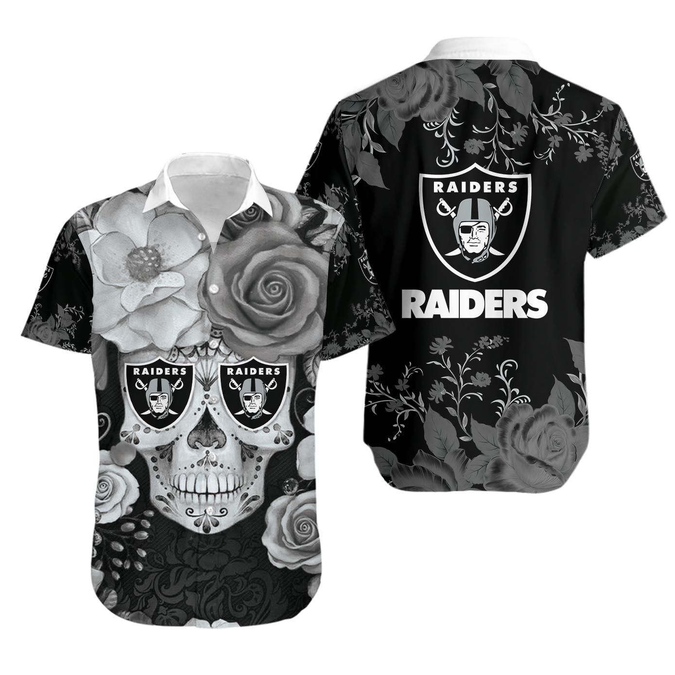 Nfl las vegas raiders skull roses hawaiian shirt Hawaii Shirt Shorts & Flip Flops