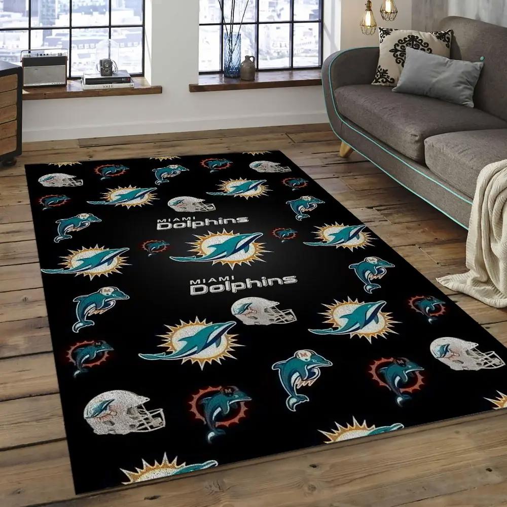 Nfl miami dolphins football team logo rectangle area rug mmd50 Rectangle Rug
