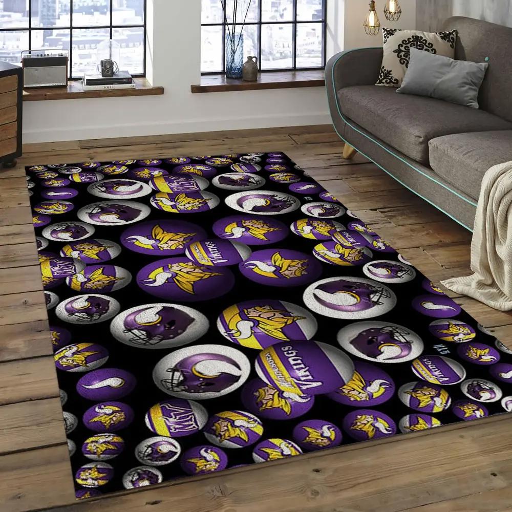 Nfl minnesota vikings football team logo rectangle area mv34 Rectangle Rug