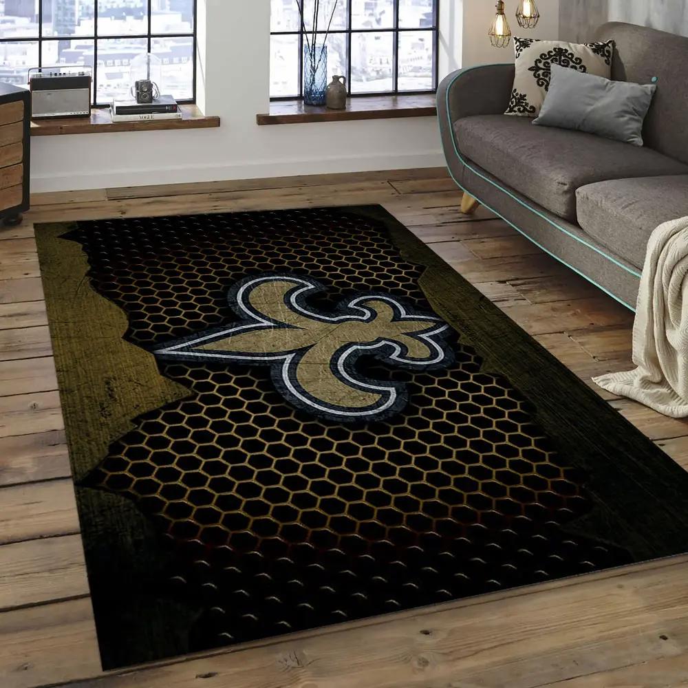 Nfl new orleans saints football team logo rectangle area rug nos15 Rectangle Rug