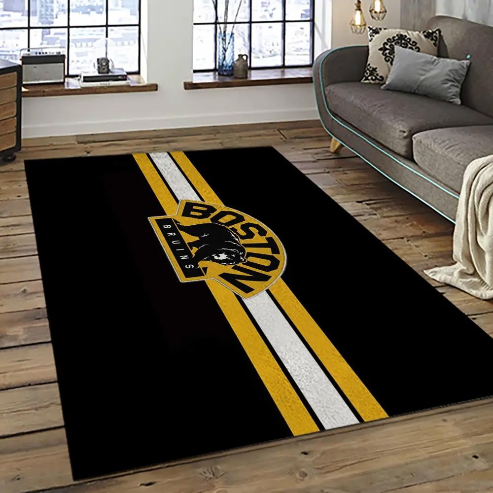 Nhl boston bruins hockey team logo sport carpet rectangle area rug for living room bb36 Rectangle Rug