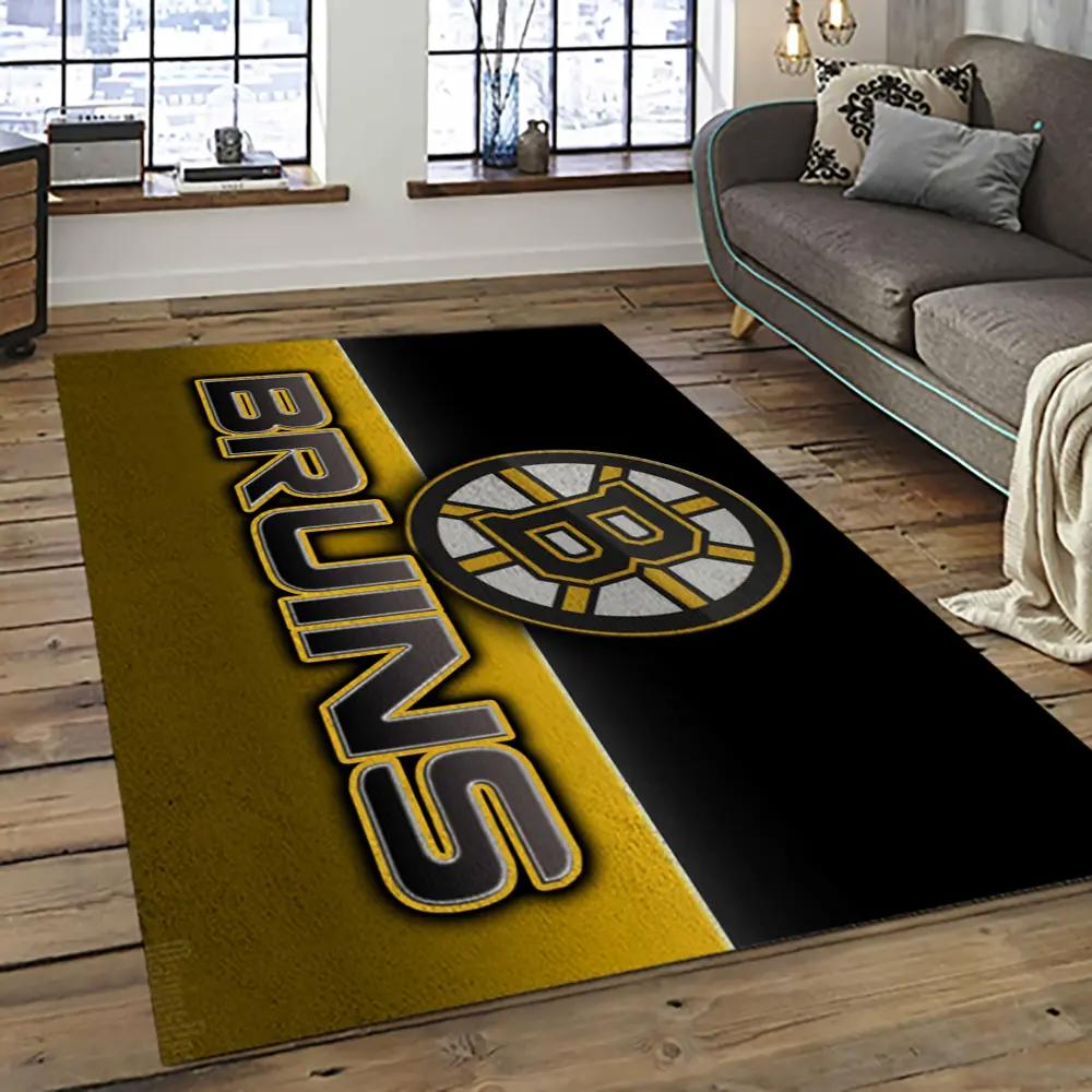 Nhl boston bruins hockey team logo sport carpet rectangle area rug for living room bb40 Rectangle Rug