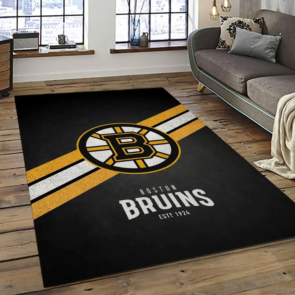Nhl boston bruins hockey team logo sport carpet rectangle area rug for living room bb42 Rectangle Rug