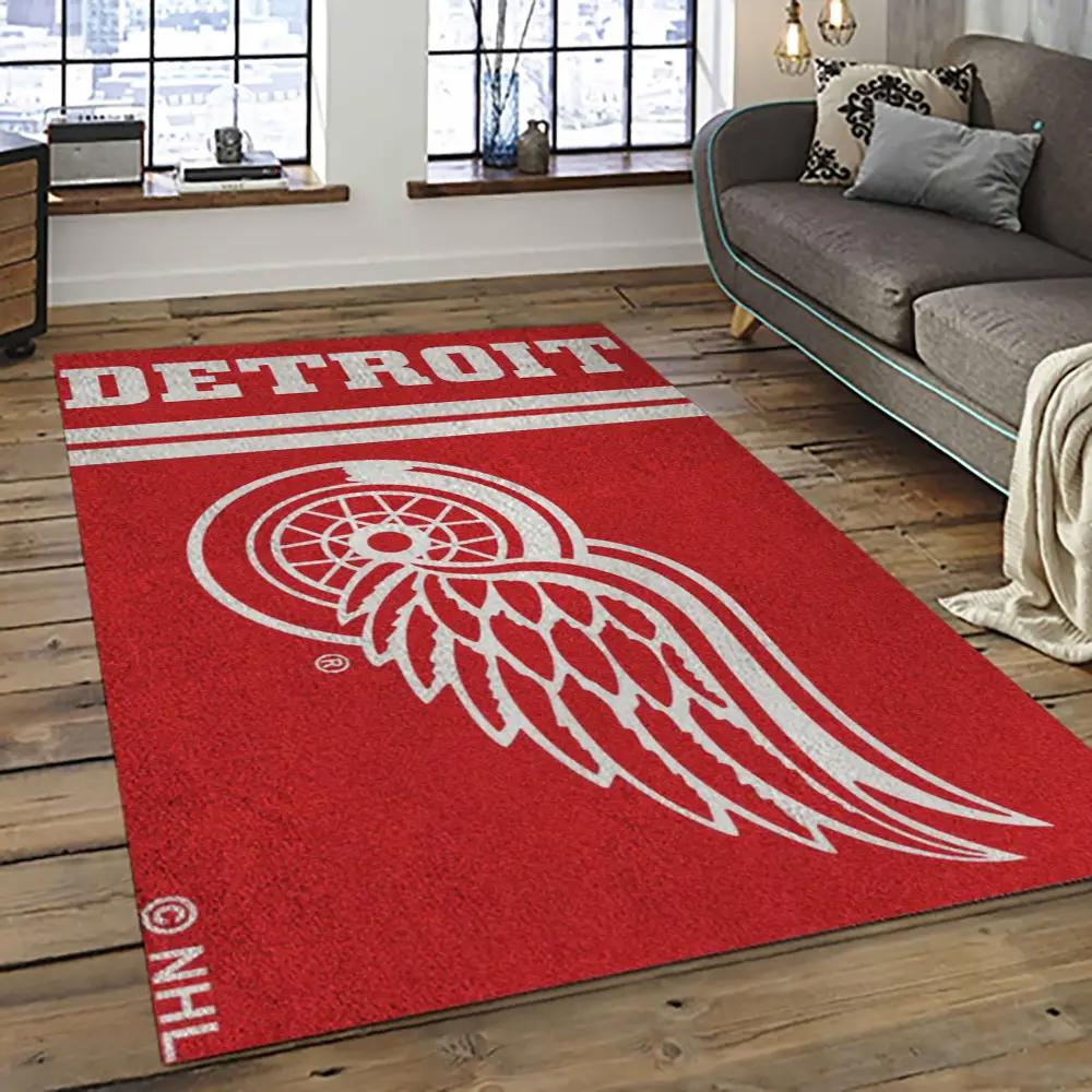 Nhl detroit red wings hockey team logo sport carpet rectangle area rug for living room drw06 Rectangle Rug
