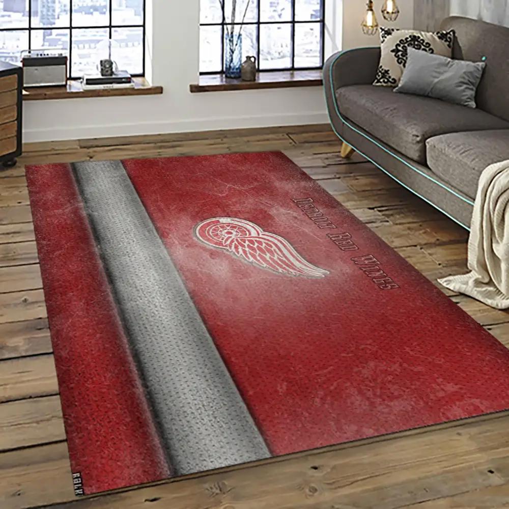 Nhl detroit red wings hockey team logo sport carpet rectangle area rug for living room drw26 Rectangle Rug