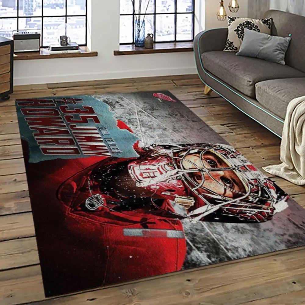 Nhl detroit red wings hockey team logo sport carpet rectangle area rug for living room drw38 Rectangle Rug