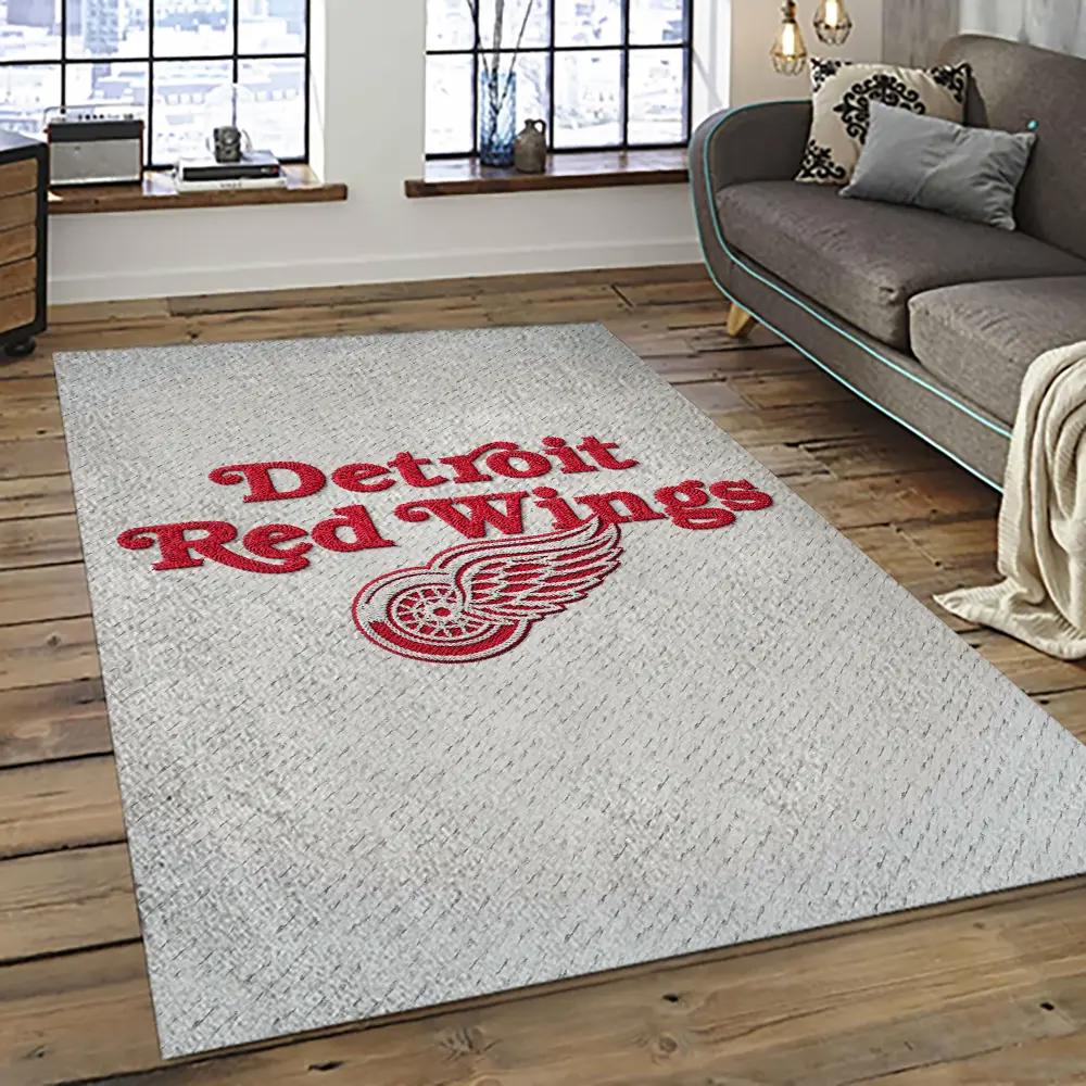Nhl detroit red wings hockey team logo sport carpet rectangle area rug for living room drw52 Rectangle Rug