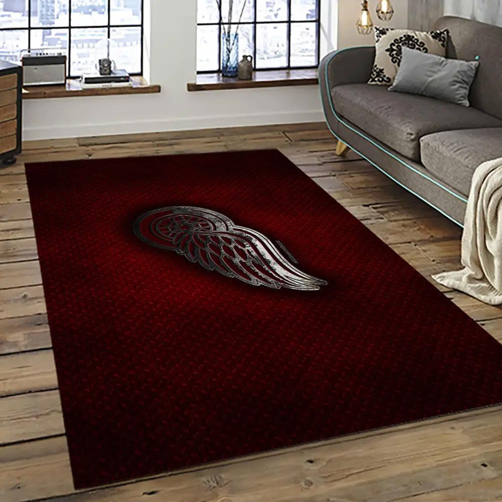 Nhl detroit red wings hockey team logo sport carpet rectangle area rug for living room drw68 Rectangle Rug