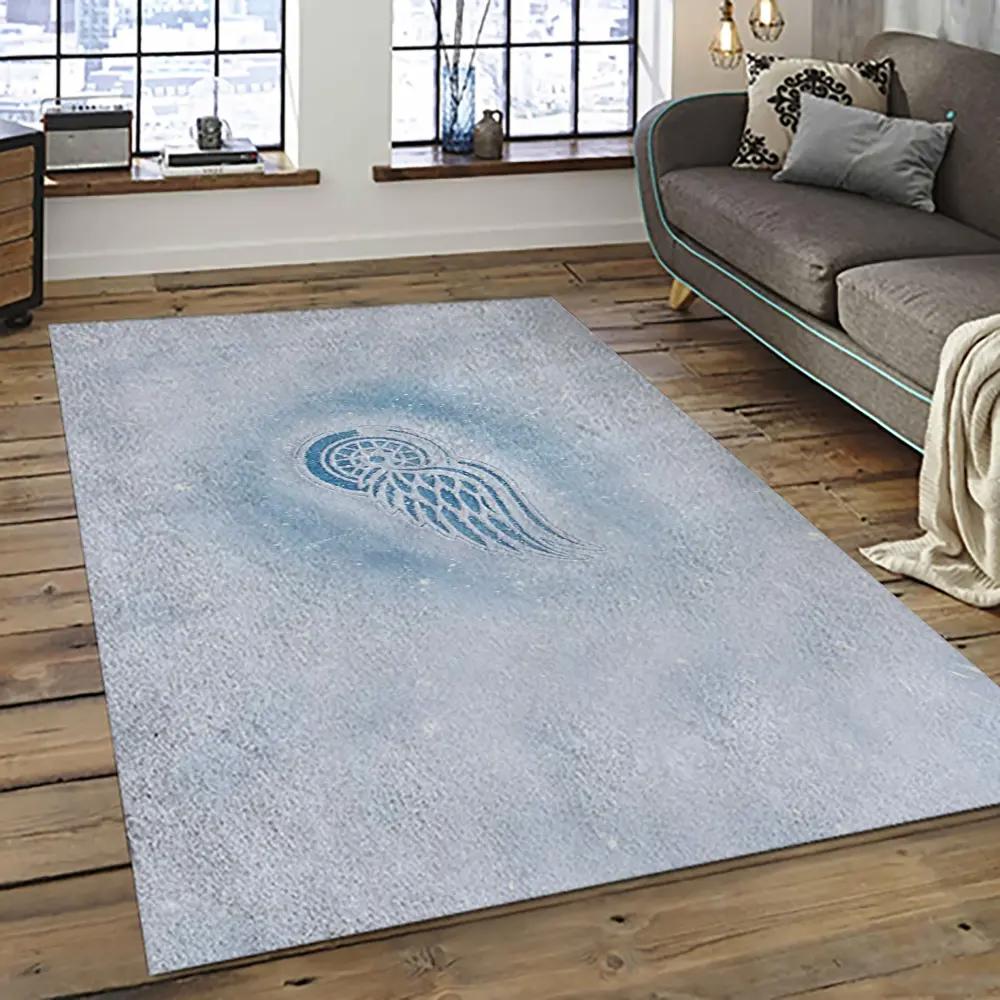 Nhl detroit red wings hockey team logo sport carpet rectangle area rug for living room drw81 Rectangle Rug