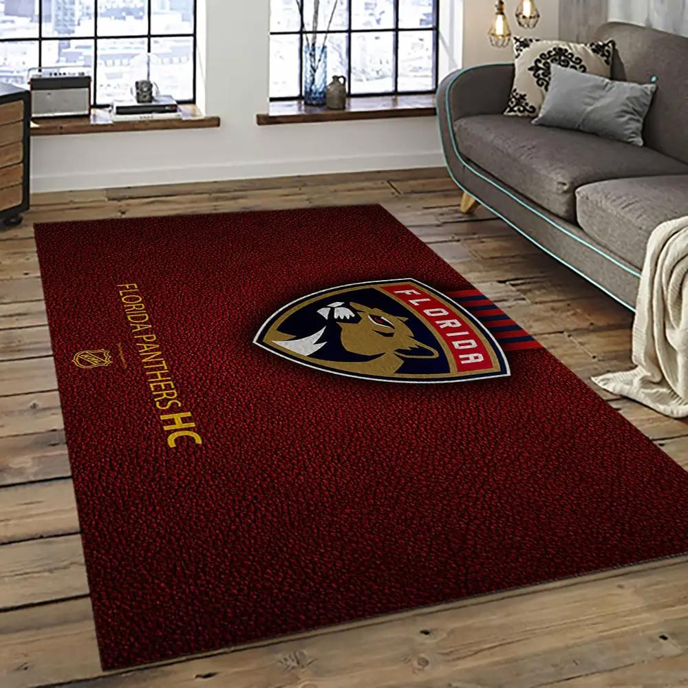 Nhl florida panthers hockey team logo sport carpet rectangle area rug for living room fp35 Rectangle Rug