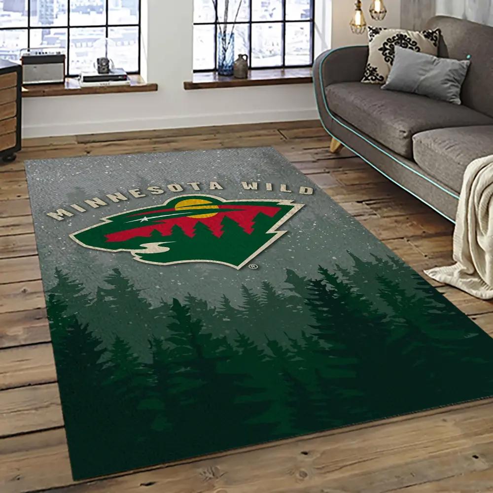 Nhl minnesota wild hockey team logo sport carpet rectangle area rug for living room mw25 Rectangle Rug