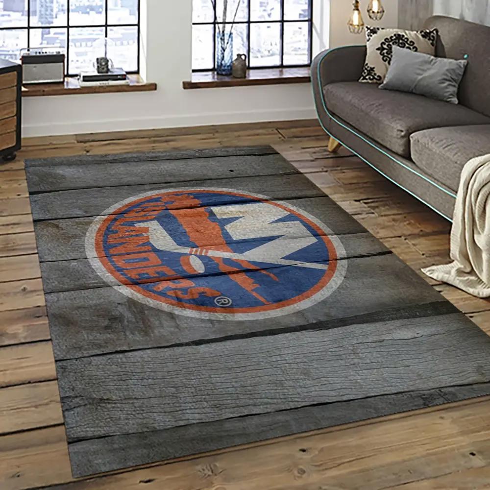 Nhl new york islanders hockey team logo sport carpet rectangle area rug for living room nyi26 Rectangle Rug