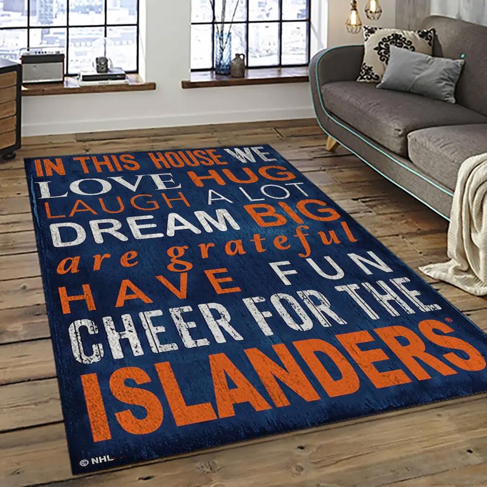 Nhl new york islanders hockey team logo sport carpet rectangle area rug for living room nyi8 Rectangle Rug
