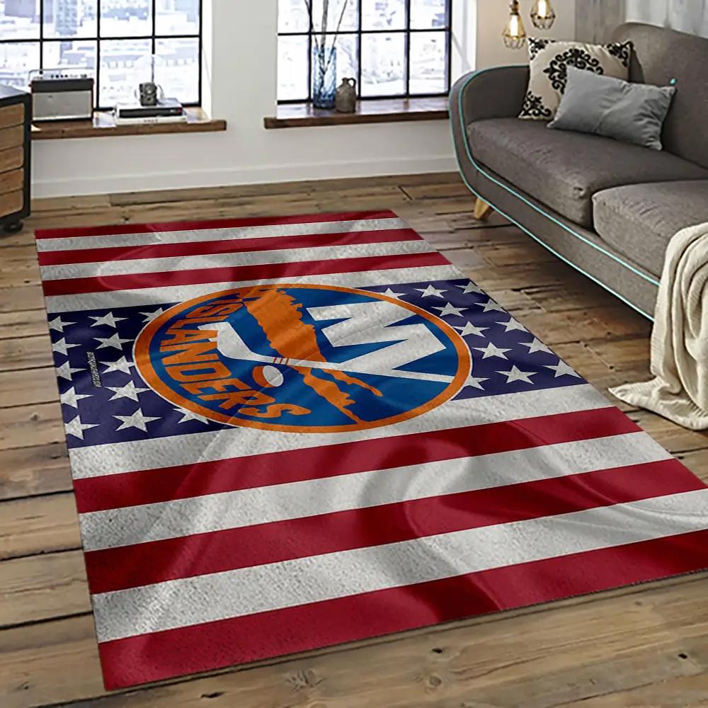 Nhl new york islanders hockey team logo sport carpet rectangle area rug for living room nyi81 Rectangle Rug