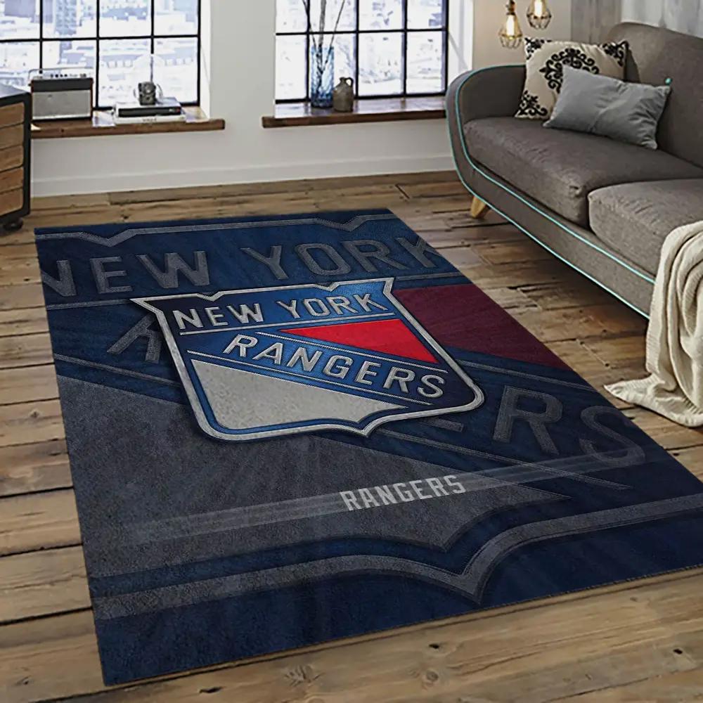 Nhl new york rangers hockey team logo sport carpet rectangle area rug for living room nyr29 Rectangle Rug