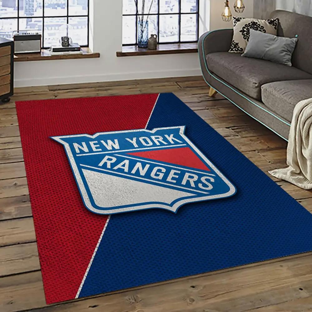 Nhl new york rangers hockey team logo sport carpet rectangle area rug for living room nyr35 Rectangle Rug