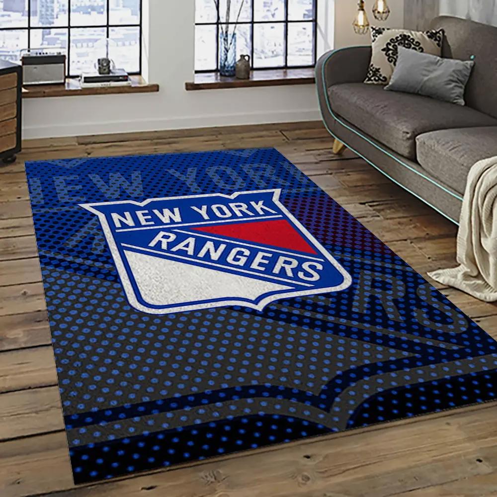 Nhl new york rangers hockey team logo sport carpet rectangle area rug for living room nyr56 Rectangle Rug