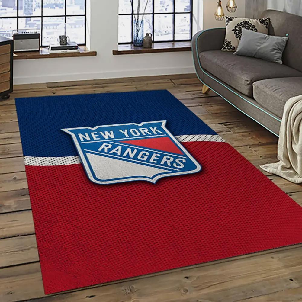 Nhl new york rangers hockey team logo sport carpet rectangle area rug for living room nyr70 Rectangle Rug