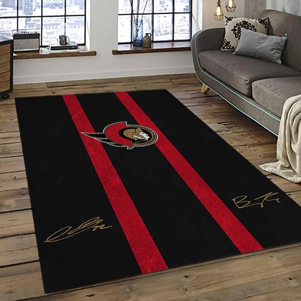 Nhl ottawa senators hockey team logo sport carpet rectangle area rug for living room os17 Rectangle Rug