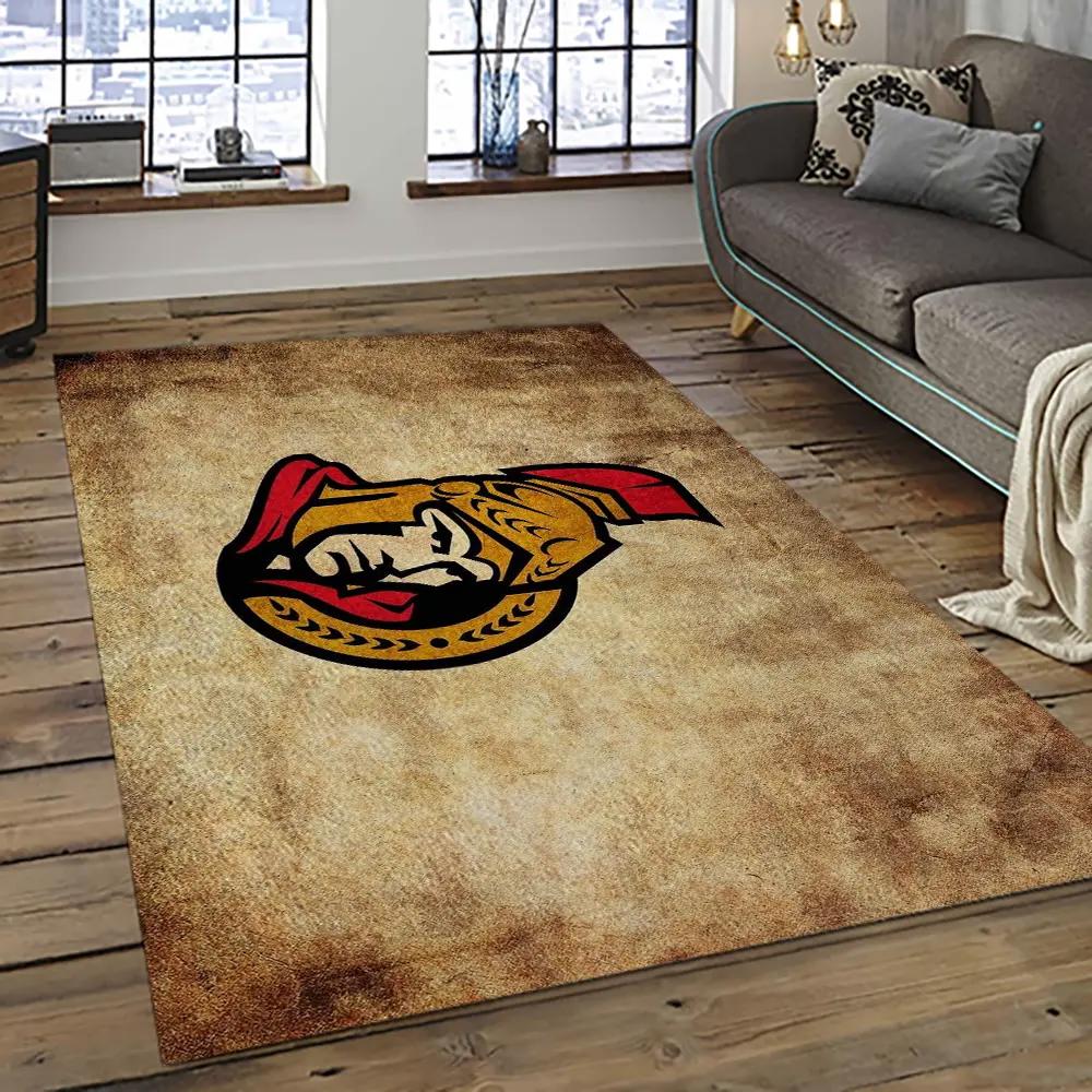 Nhl ottawa senators hockey team logo sport carpet rectangle area rug for living room os23 Rectangle Rug