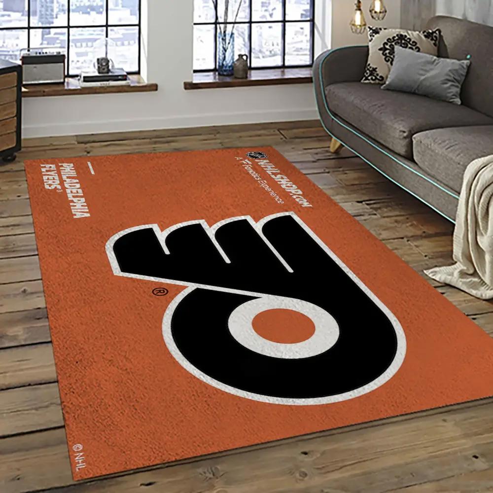 Nhl philadelphia flyers hockey team logo sport carpet rectangle area rug for living room pf09 Rectangle Rug