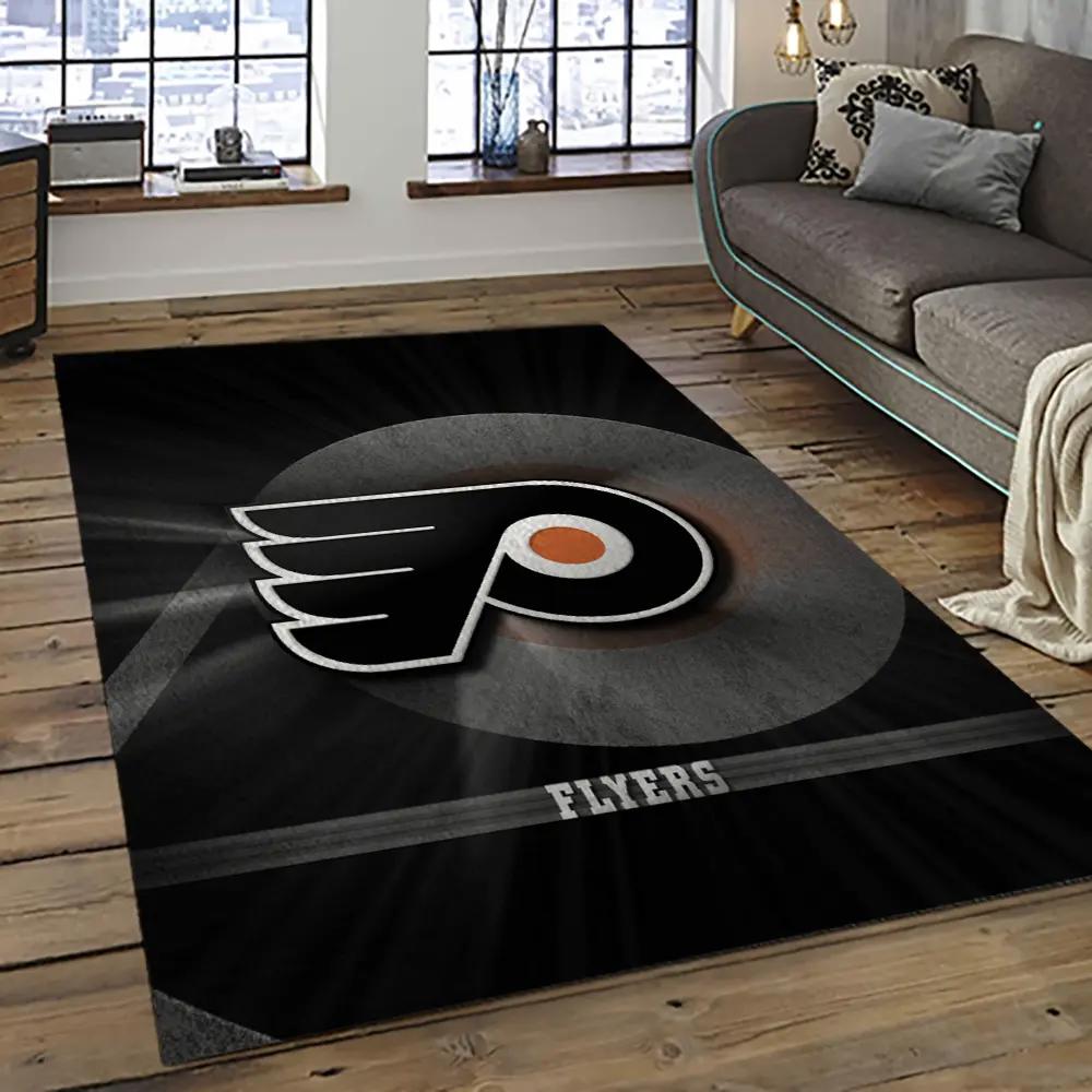 Nhl philadelphia flyers hockey team logo sport carpet rectangle area rug for living room pf23 Rectangle Rug