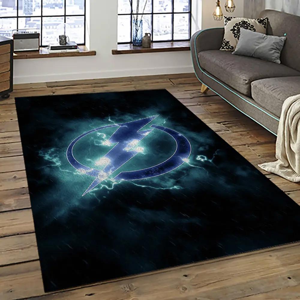 Nhl tampa bay lightning hockey team logo sport carpet rectangle area rug for living room tbl04 Rectangle Rug